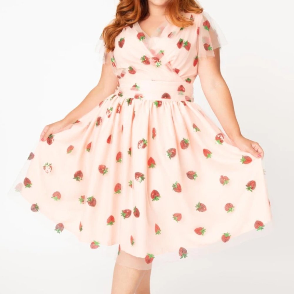 HTF Unique Vintage Strawberry Dress NWT